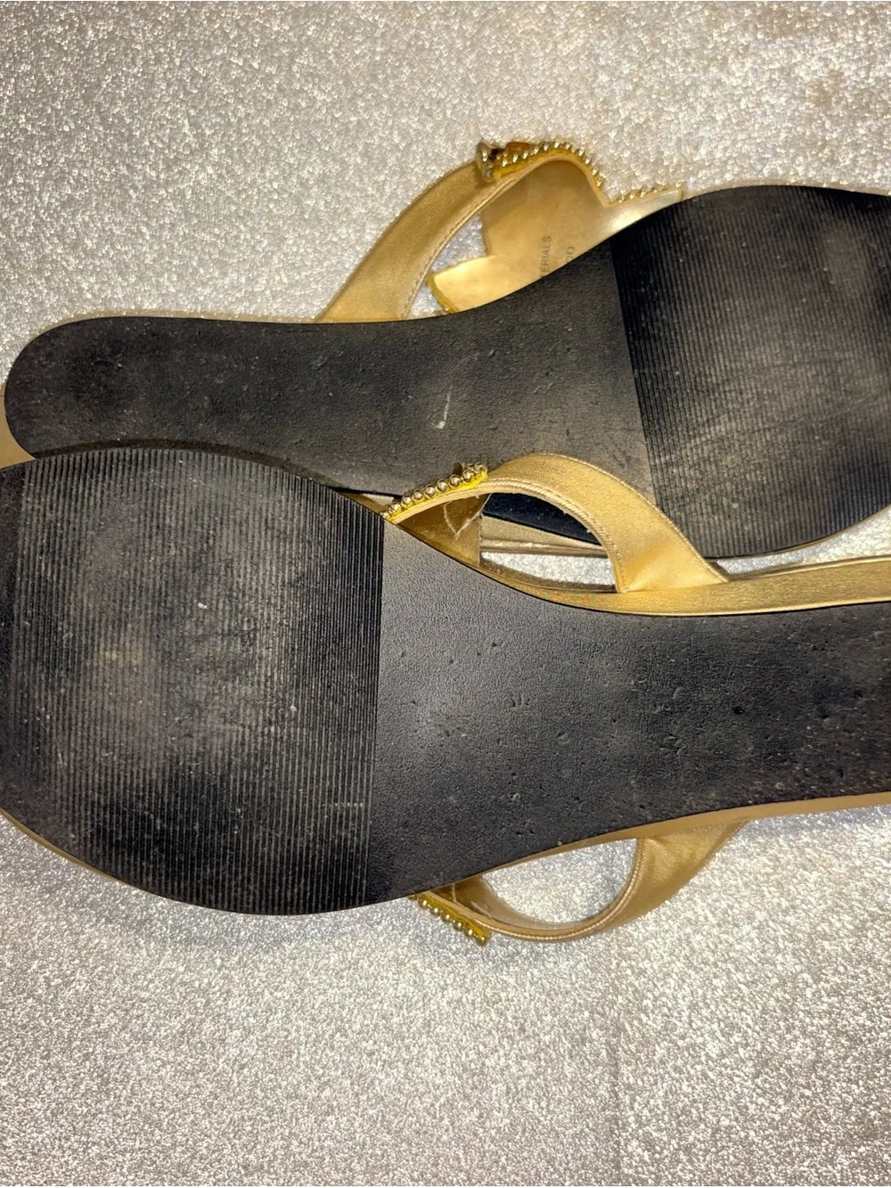 Metallic Gold Floral Sequin Slide Sandals- size 7.5
